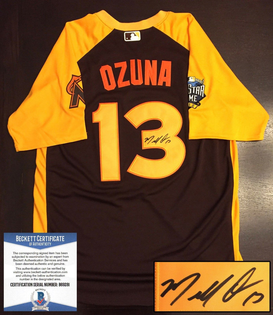 Marcell Ozuna Miami Marlins Autographed Authentic 2017 All Star Jersey JSA  Cert