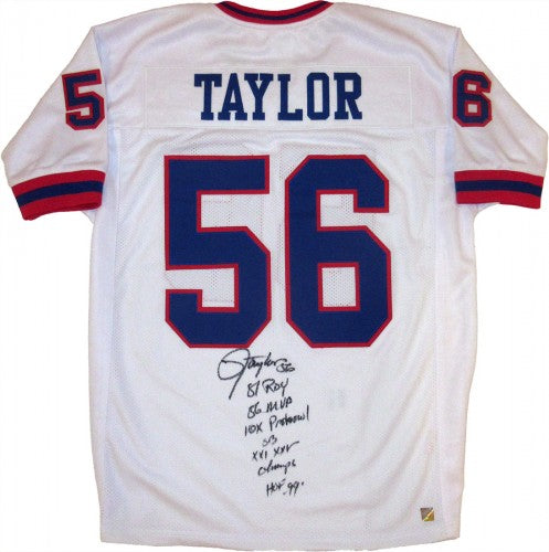 Lawrence Taylor Signed Autographed New York Giants Football Jersey w/ Lifetime Stats (ASI COA)