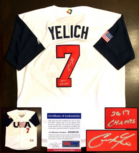 Christian Yelich Signed Autographed World Baseball Classic Baseball Jersey (PSA/DNA COA)