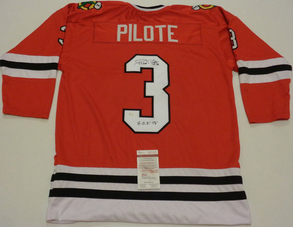 Pierre Pilote Signed Autographed Chicago Blackhawks Hockey Jersey (JSA COA)