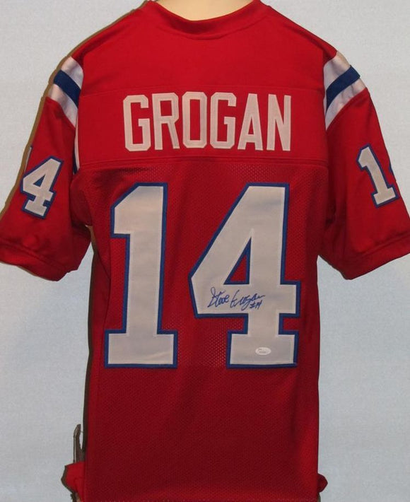 Steve Grogan Signed Autographed New England Patriots Football Jersey (JSA COA)