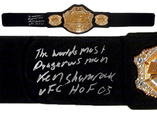 Ken Shamrock Signed Autographed UFC Replica Heavyweight Championship Belt (ASI COA)