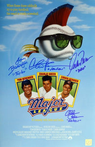 Charlie Sheen, Tom Berenger, Corbin Bernsen & Chelcie Ross Signed Autographed "Major League" 11x17 Movie Poster (ASI COA)