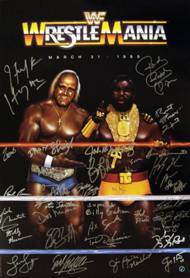 Hulk Hogan & WWE Wrestlemania Legends Signed Autographed 24x36 Poster (ASI COA)