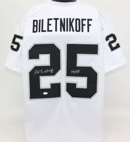 Fred Biletnikoff Signed Autographed Oakland Raiders Football Jersey (JSA COA)