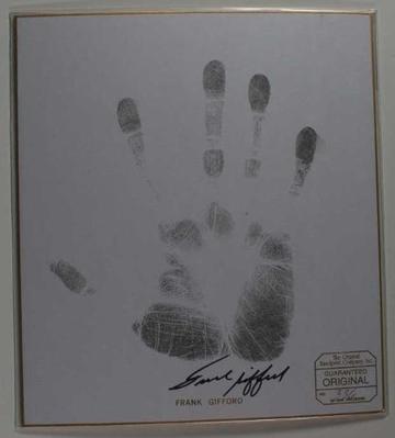 Frank Gifford Signed Autographed Numbered Limited Edition Original 8x10 Handprint