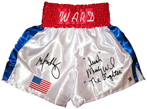 Mark Wahlberg & "Irish" Micky Ward "The Fighter" Signed Autographed Boxing Trunks (ASI COA)