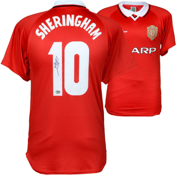 Teddy Sheringham Signed Autographed Manchester United Soccer Jersey (Fanatics COA)
