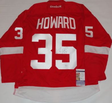 Jimmy Howard Signed Autographed Detroit Red Wings Hockey Jersey (JSA COA)