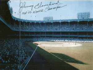 Johnny Blanchard Signed Autographed "1961-62 World Champs" Yankee Stadium 8x10 Photo (SA COA)