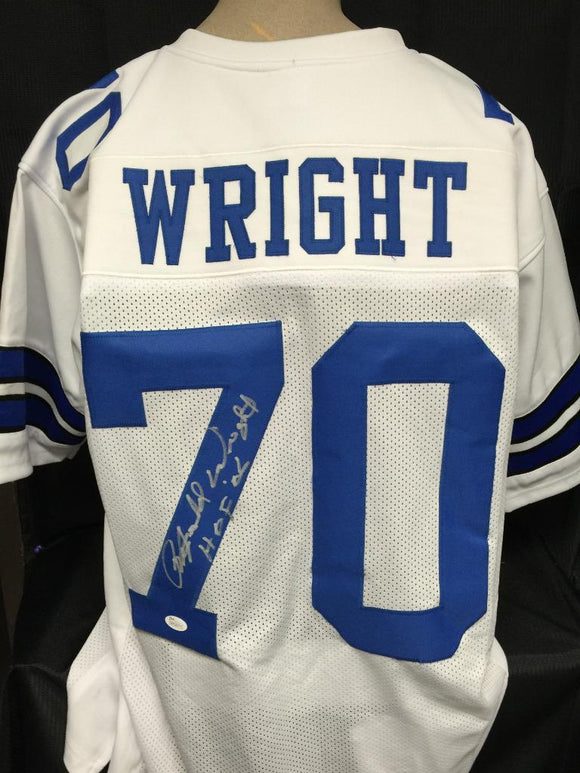 Rayfield Wright Signed Autographed Dallas Cowboys Football Jersey (JSA COA)