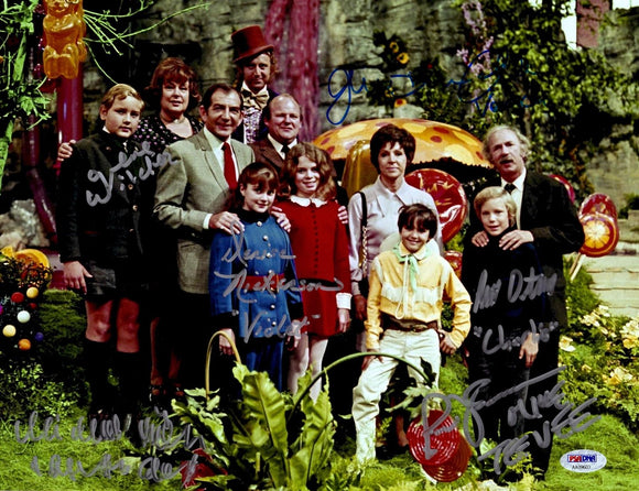 Willy Wonka and the Chocolate Factory Cast Signed Autographed Glossy 11x14 Photo with Gene Wilder (PSA/DNA COA)