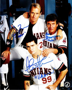 Charlie Sheen, Tom Berenger & Corbin Bernsen Signed Autographed "Major League" Glossy 8x10 Photo (ASI COA)