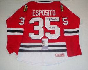 Tony Esposito Signed Autographed Chicago Blackhawks Hockey Jersey (JSA COA)