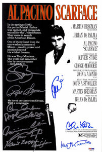 Scarface Cast Signed Autographed 11x17 Movie Poster with 11 signatures Including Al Pacino (PSA/DNA COA)