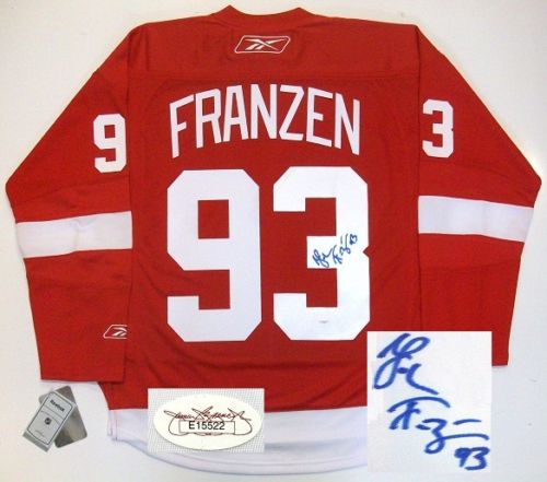Johan Franzen Signed Autographed Detroit Red Wings Hockey Jersey (JSA COA)