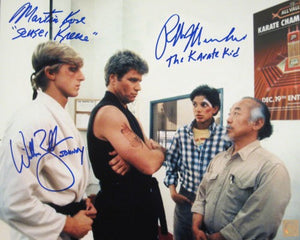 Ralph Macchio, William Zabka & Martin Kove Signed Autographed "The Karate Kid" Glossy 11x14 Photo (ASI COA)