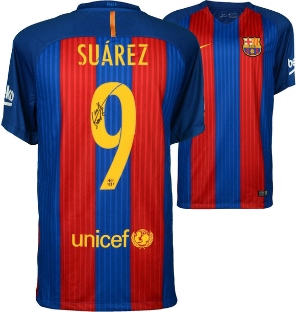 Luis Suarez Signed Autographed Barcelona Soccer Jersey (Fanatics COA)