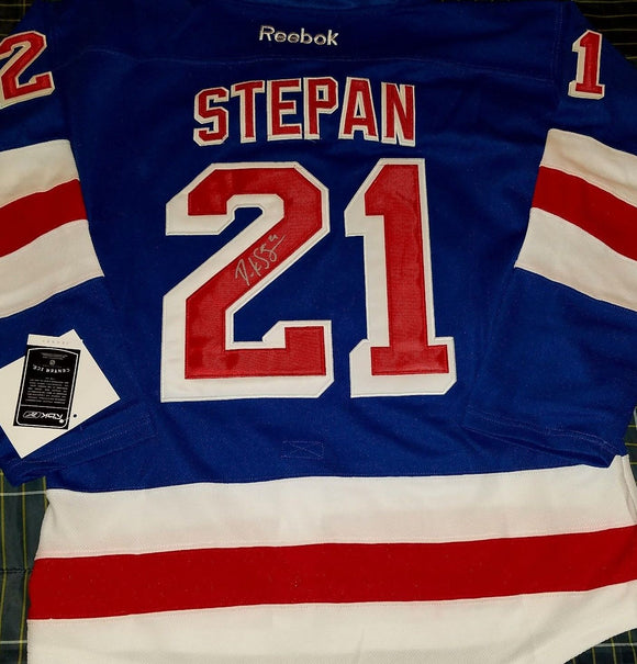Derek Stepan Signed Autographed New York Rangers Hockey Jersey (JSA COA)