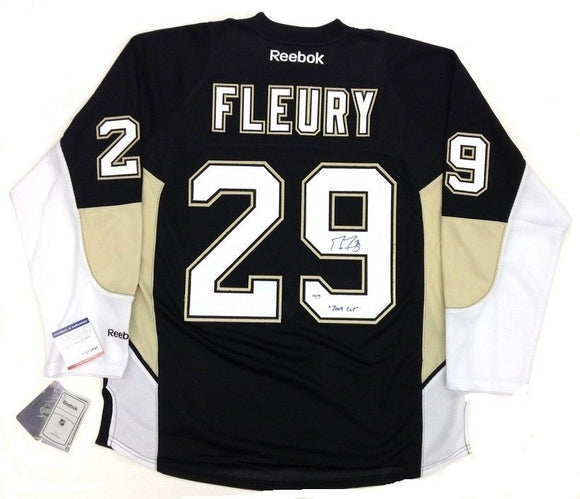 Marc-Andre Fleury Signed Autographed Pittsburgh Penguins Hockey Jersey (PSA/DNA COA)