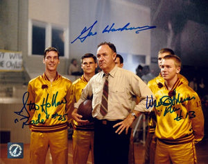 Gene Hackman, Steve Hollar & Wade Schenck Signed Autographed "Hoosiers" Glossy 8x10 Photo (ASI COA)