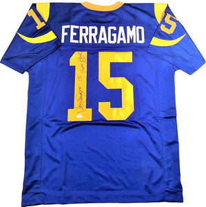 Vince Ferragamo Signed Autographed Los Angeles Rams Football Jersey (JSA COA)