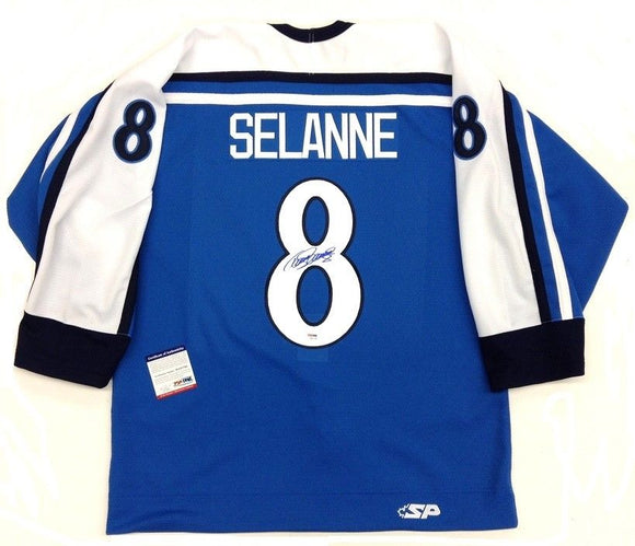Teemu Selanne Signed Autographed Team Finland Hockey Jersey (PSA/DNA COA)