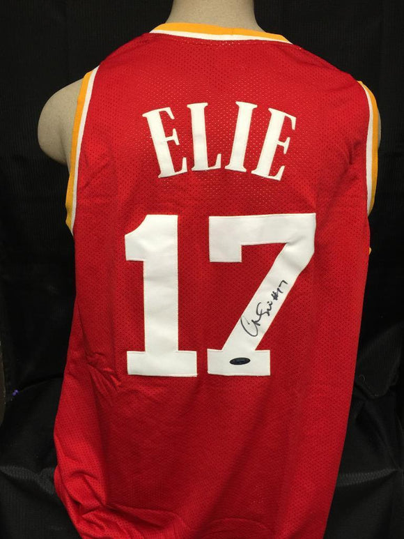 Mario Elie Signed Autographed Houston Rockets Basketball Jersey (TriStar COA)