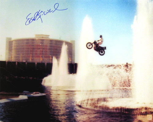 Evel Knievel Signed Autographed Glossy 16x20 Photo Jumping Caesars Palace (ASI COA)