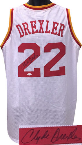 Clyde Drexler Signed Autographed Houston Rockets Basketball Jersey (JSA COA)