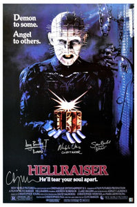 Clive Barker, Doug Bradley, Nicholas Vince & Simon Bamford Signed Autographed "Hellraiser" 27x39 Movie Poster (ASI COA)