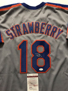 Darryl Strawberry Signed Autographed New York Mets Baseball Jersey (JSA COA)