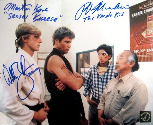 Ralph Macchio, William Zabka & Martin Kove Signed Autographed 