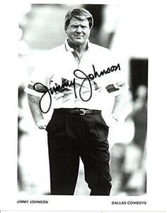Jimmy Johnson Signed Autographed Glossy 8x10 Photo Dallas Cowboys (SA COA)