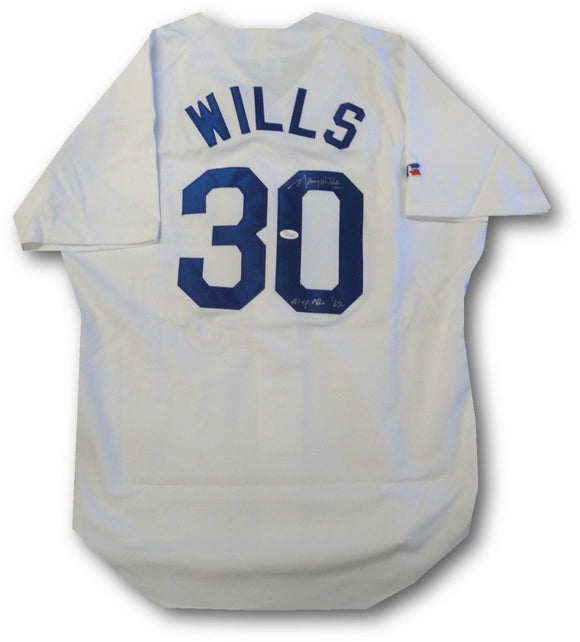 Maury Wills Signed Autographed Los Angeles Dodgers Baseball Jersey (JSA COA)
