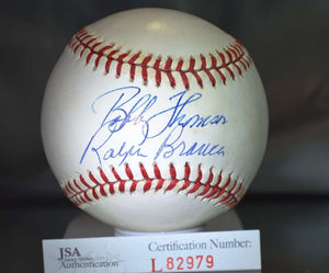 Bobby Thomson & Ralph Branca Signed Autographed Official National League (ONL) Baseball - JSA COA
