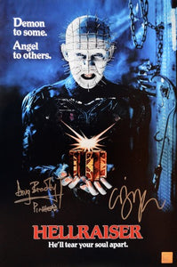 Clive Barker & Doug Bradley Signed Autographed "Hellraiser" 11x17 Movie Poster (ASI COA)