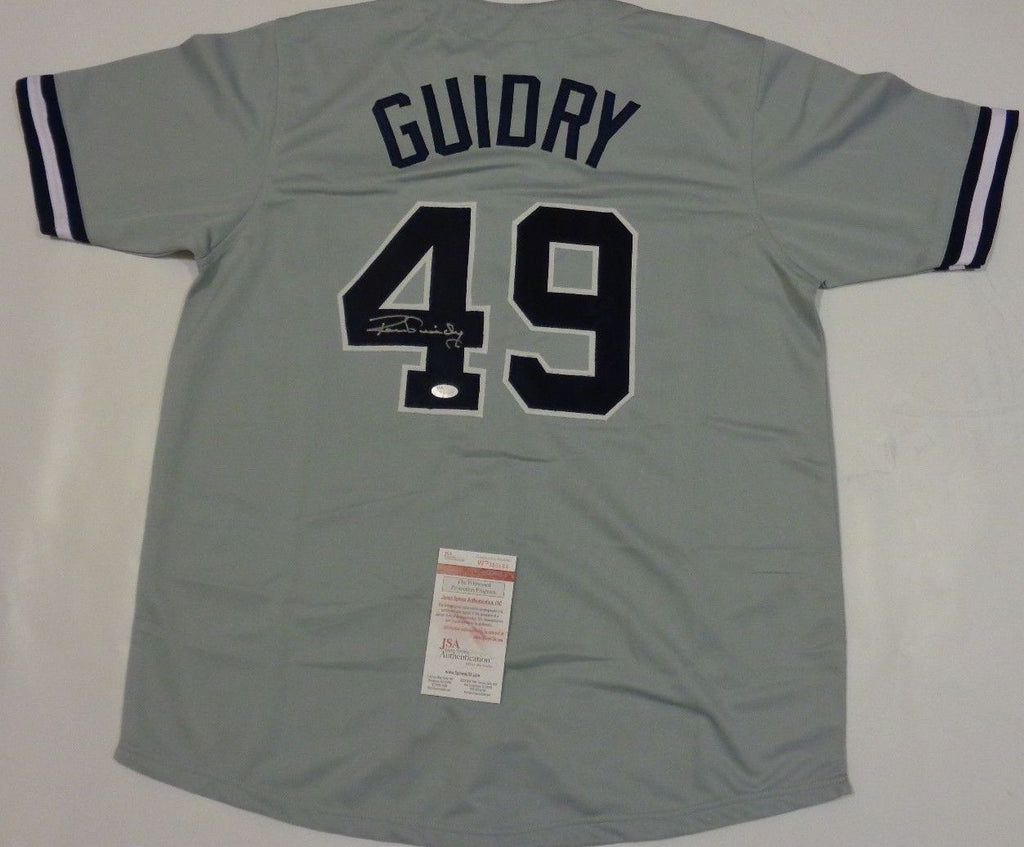Ron Guidry Signed Heavily Inscribed STATS NY Yankees World Series Jersey  JSA COA