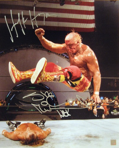 Hulk Hogan & Shawn Michaels Signed Autographed Glossy 16x20 Photo (ASI COA)