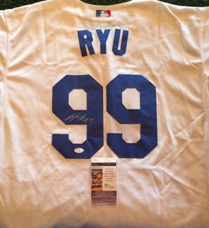 Hyun-Jin Ryu Signed Autographed Los Angeles Dodgers Baseball Jersey (JSA COA)