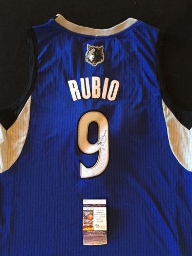 Ricky Rubio Signed Autographed Minnesota Timberwolves Basketball Jersey (JSA COA)