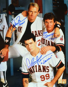 Charlie Sheen, Tom Berenger & Corbin Bernsen Signed Autographed "Major League" Glossy 11x14 Photo (ASI COA)
