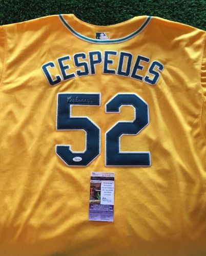Yoenis Cespedes Signed Autographed Oakland Athletics Baseball Jersey (JSA COA)