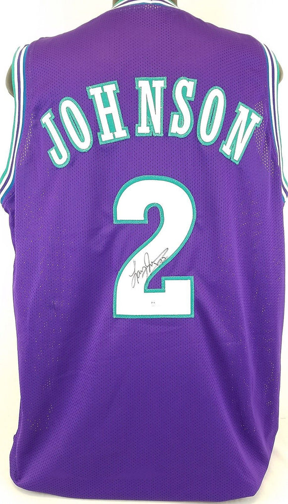 Larry Johnson Signed Autographed Charlotte Hornets Basketball Jersey (JSA COA)