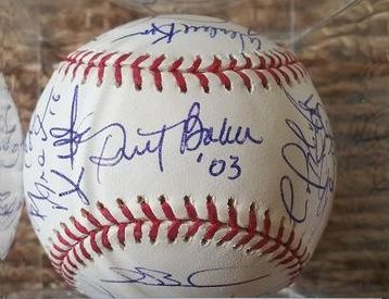 2003 Chicago Cubs Team Signed Autographed Official Major League OML Baseball Sosa, Wood, Prior, Aramis (SA COA)
