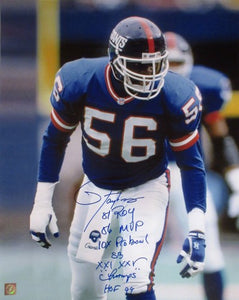 Lawrence Taylor Signed Autographed Glossy 16x20 Photo New York Giants w/ Lifetime Stats (ASI COA)