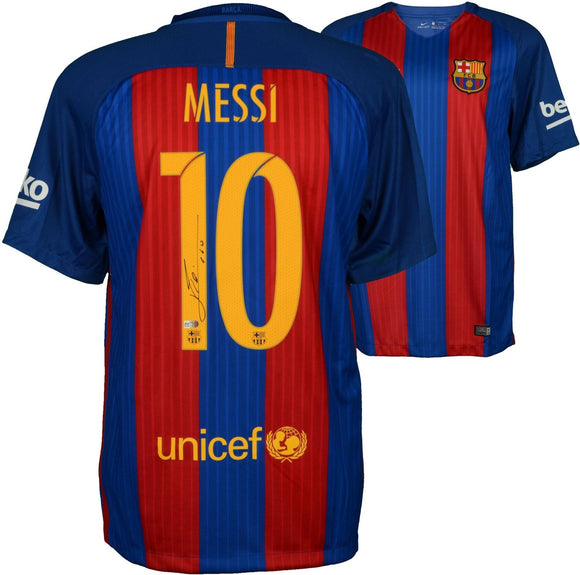 Lionel Messi Signed Autographed Barcelona Soccer Jersey (Fanatics COA)