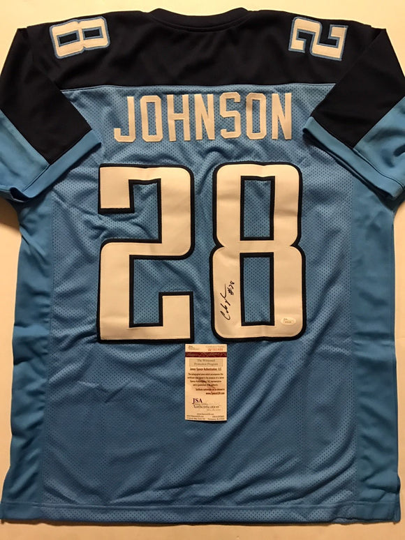 Chris Johnson Signed Autographed Tennessee Titans Football Jersey (JSA COA)