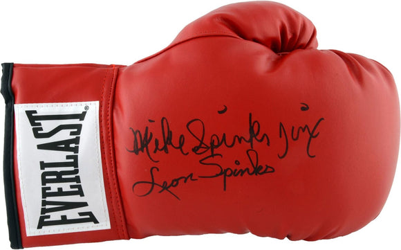Leon Spinks & Michael Spinks Signed Autographed Everlast Boxing Glove (Fanatics COA)