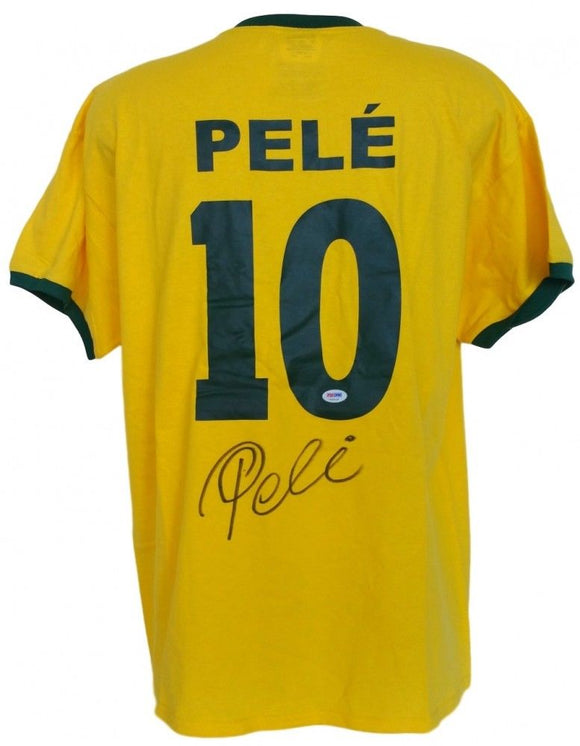 Pele Signed Autographed Brazil Soccer Jersey (PSA/DNA COA)